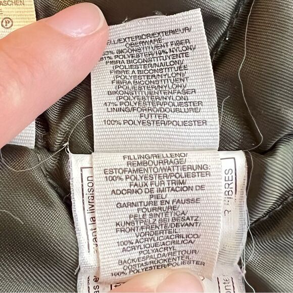 Olive Green Winter Coat ~ Rachel Roy ~ Fur Trim Hooded Jacket ~ Women’s M ~ EUC - Picture 9 of 13